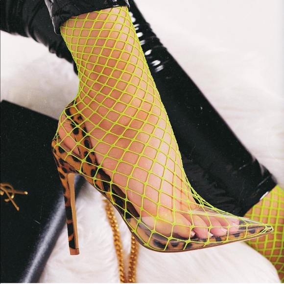 fishnet slingback heels